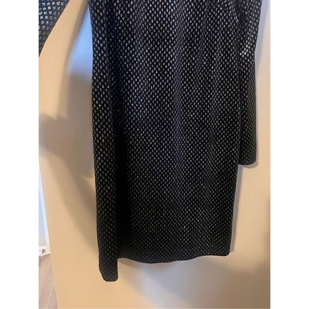 Jessica H Womens 8 Cold Shoulder Bell Sleeve Cocktail Dress Black Metallic Party - Picture 9 of 13